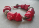 Author's Jewelry Handmade Bracelet Red Coral, Wood