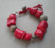 Author's Jewelry Handmade Bracelet Red Coral, Wood