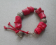 Author's Jewelry Handmade Bracelet Red Coral, Wood