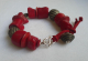 Author's Jewelry Handmade Bracelet Red Coral, Wood