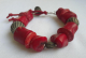 Author's Jewelry Handmade Bracelet Red Coral, Wood